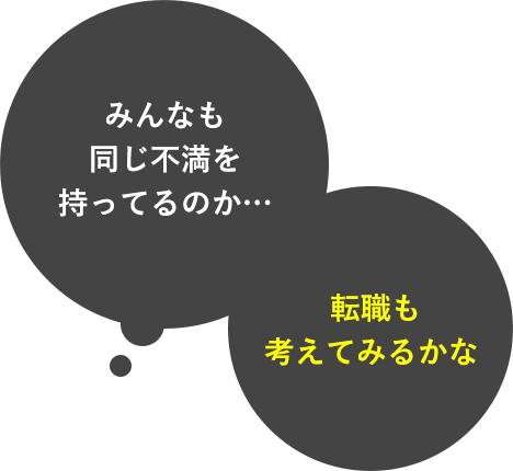みんなも同じ不満を持ってるのか… 転職も考えてみるかな